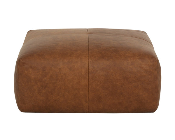 Sunpan ELIO Ottoman in Rich Cognac Leather - Timeless Italian Craftsmanship for Versatile Living Spaces 111265