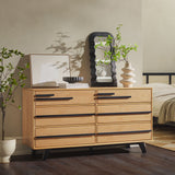 6-Drawer Solid Wood Modern Dresser Natural Pine BR6DREBDRBLNP-T Walker Edison