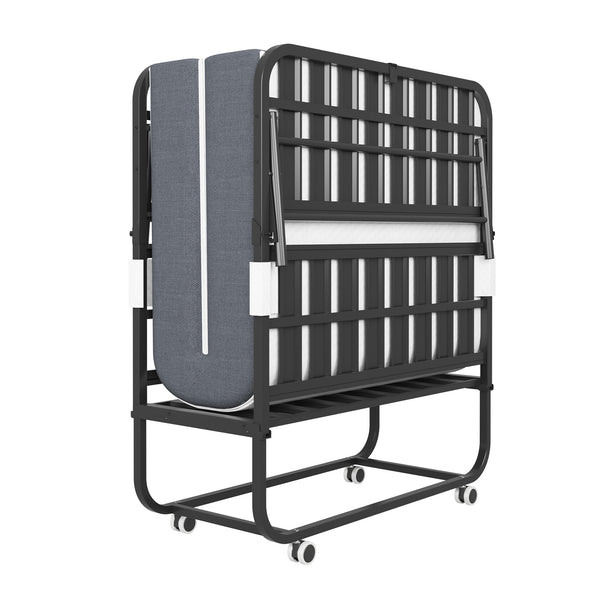 English Elm 75" Extra Long Folding Bed for Tall People with 5" Memory Foam, 450lb Steel Frame, Wheels, Portable Rollaway Comfort T2398P290413