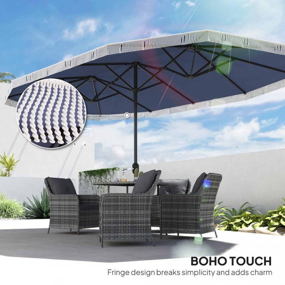 English Elm Outsunny 15ft Rectangle Patio Umbrella Upf30 Plus Dual Vents Crank Outdoor Shade W2225P485620