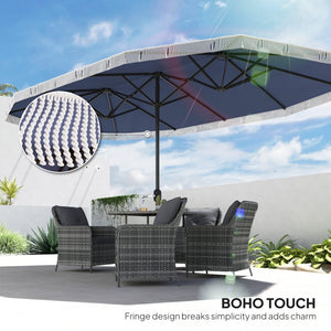 English Elm Outsunny 15ft Rectangle Patio Umbrella Upf30 Plus Dual Vents Crank Outdoor Shade W2225P485620