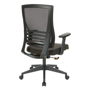 OSP Home Furnishings Vertical Mesh Back Office Chair with Lumbar Support Faux Leather Seat and Synchro Tilt EM60930-F23