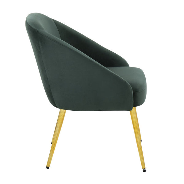 English Elm Contemporary Velvet Accent Chair with Gold Metal Legs for Living Room Decor Green B202P223651