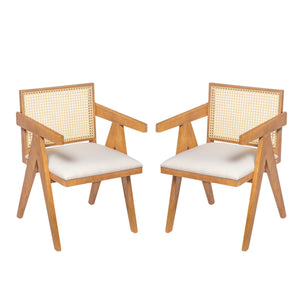 English Elm Christopher Knight Home® - Chandigarh Arm Dining Chairs Set Of 2 - Stylish Cane Upholstered Kitchen Chairs With Comfort & Charm N768P241396N