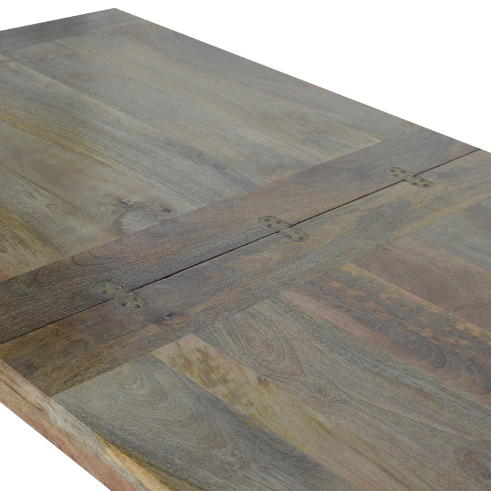 English Elm Solid Wood Extendable Butterfly Dining Table - Rustic Mango With Oak Finish, Seats 2 To 6 Effortlessly B182P280764-GIGA
