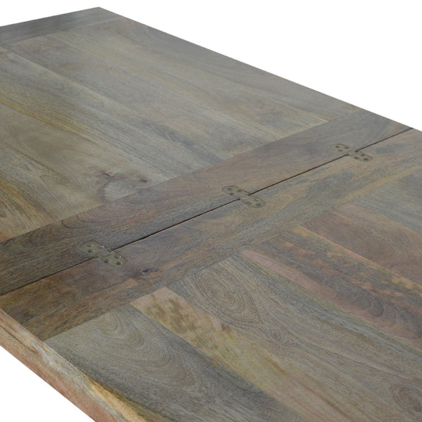 English Elm Solid Wood Extendable Butterfly Dining Table - Rustic Mango With Oak Finish, Seats 2 To 6 Effortlessly B182P280764-GIGA