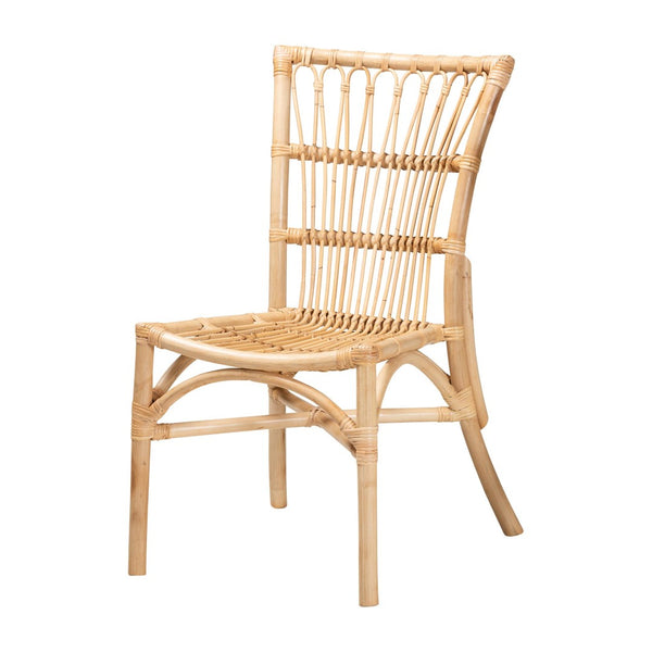 English Elm Modern Rattan Dining Chair with Curved Open Back and Sculptural Crisscross Base B2750P470044