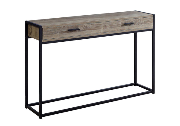English Elm Accent Table with Storage Drawer and Glass Shelf, Modern Metal Frame End Table for Living Room Bedroom taupe 50 L x 15 W x 6 H B2710P219319
