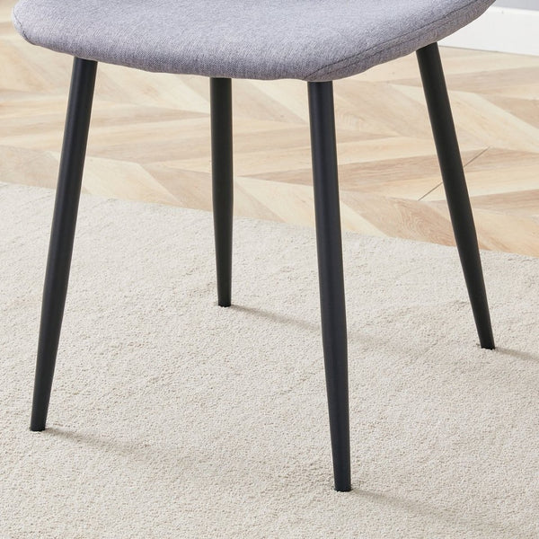 English Elm Table Set With Modern Transparent Glass Top & 4 Light Gray Linen Dining Chairs For Stylish Spaces W1151S03669-GIGA