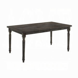 English Elm Weathered Weathered Grey Rectangular Dining Table with Turned Legs, Sturdy 60"L Oak Veneer Surface Elegance B062P209307