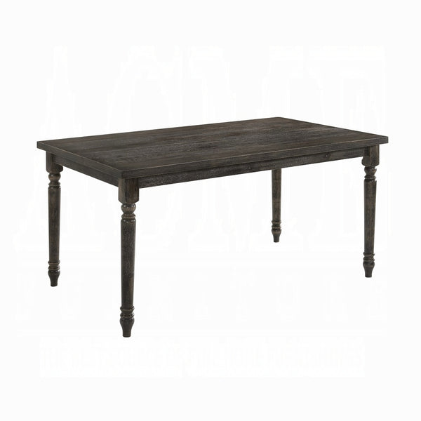 English Elm Weathered Weathered Grey Rectangular Dining Table with Turned Legs, Sturdy 60"L Oak Veneer Surface Elegance B062P209307