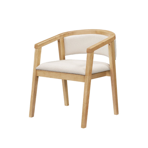 English Elm Christopher Knight Home® - U-shaped Mid-Century Dining Chair with Armrests, Bouclé Upholstery, High-Density Foam Comfort Beige,Oak N771P331338A
