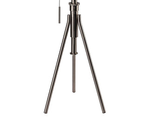 English Elm Vintage Tripod Floor Lamp with Stained Gold Metal Legs, Ivory Shade, Pull Switch, Adjustable Height Brushed Chrome 28.5 L x 16 W x 12 H B2741P317233