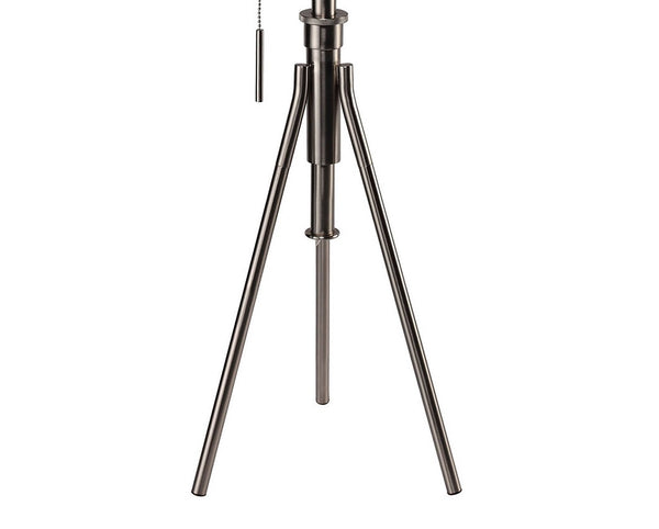 English Elm Vintage Tripod Floor Lamp with Stained Gold Metal Legs, Ivory Shade, Pull Switch, Adjustable Height Brushed Chrome 28.5 L x 16 W x 12 H B2741P317233
