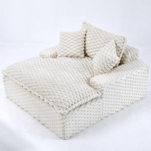 English Elm 51 Compact Comfort Sofa with Turtle Fleece, Sponge Support, Two Pillows, 400lb Capacity for Small Spaces White W3371P326404