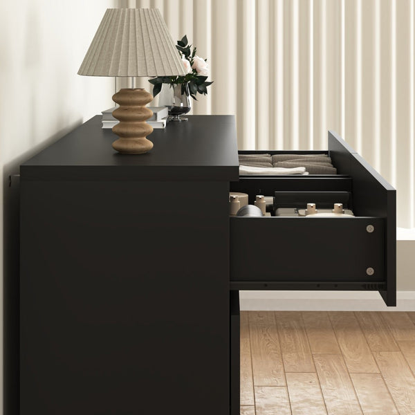 English Elm 6 Drawer Wide Chest Handleless Wood Storage Tower for Bedroom Entryway Living Room W409P334004