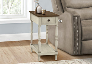 English Elm Accent Table - 2-Tier Side & End Table With Drawer, Vintage Charm For Compact Spaces & Storage B2710P219467