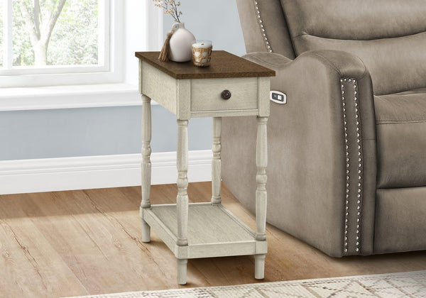 English Elm Accent Table - 2-Tier Side & End Table With Drawer, Vintage Charm For Compact Spaces & Storage B2710P219467