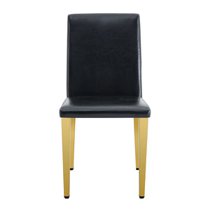 English Elm Four PU dining chairs with sleek silver metal legs, ergonomic PU seats, anti-slip feet, easy assembly, modern minimalist style Black+Gold W1151P269024