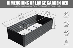 English Elm 6x3x1.5ft Galvanized Raised Garden Bed — Heavy-Duty Steel Planter with Open Base, Reinforced Rods, Safe Edge for Vegetables Flowers and Easy Assembly Gray W1859P197913