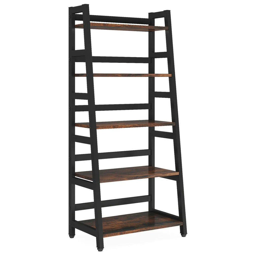 English Elm Compact Six Tier Bookcase with 12 Open Cubes for Slim Vertical Home Office Storage T3971P458713