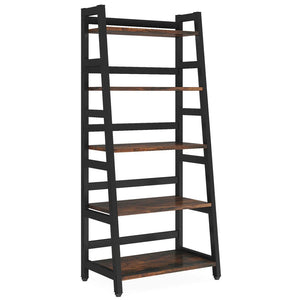 English Elm Compact Six Tier Bookcase with 12 Open Cubes for Slim Vertical Home Office Storage T3971P458713