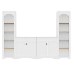 English Elm On-Trend 3-Piece Rustic Farmhouse Tv Stand With Adjustable Shelves & Storage For 70" Tvs, White N721S000045K-GIGA