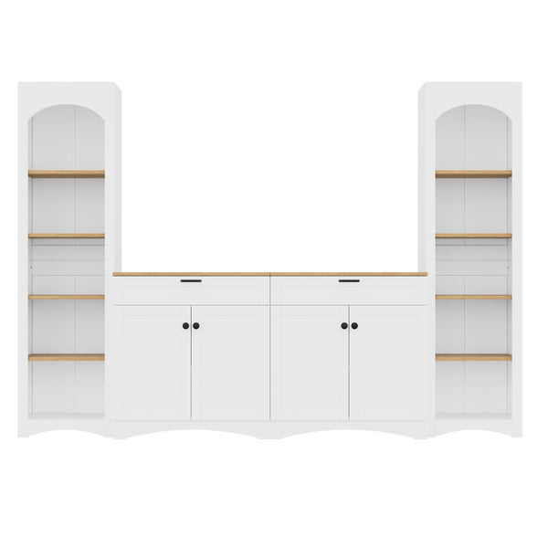 English Elm On-Trend 3-Piece Rustic Farmhouse Tv Stand With Adjustable Shelves & Storage For 70" Tvs, White N721S000045K-GIGA