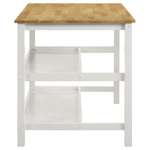 English Elm Cowichan Farmhouse Kitchen Island with Butcher Block Top Open Shelves and Pot Rack B062S01487