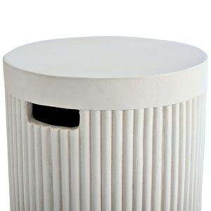 English Elm U_style Outdoor Mgo Propane Tank Cover Round Patio Side Table Fluted Stone Finish Beige N711P410569K