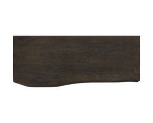 Sunpan Lewis Desk - Stunning Live Edge Design with Solid Acacia Wood, Brass Accents, and Three Drawers Dark Brown