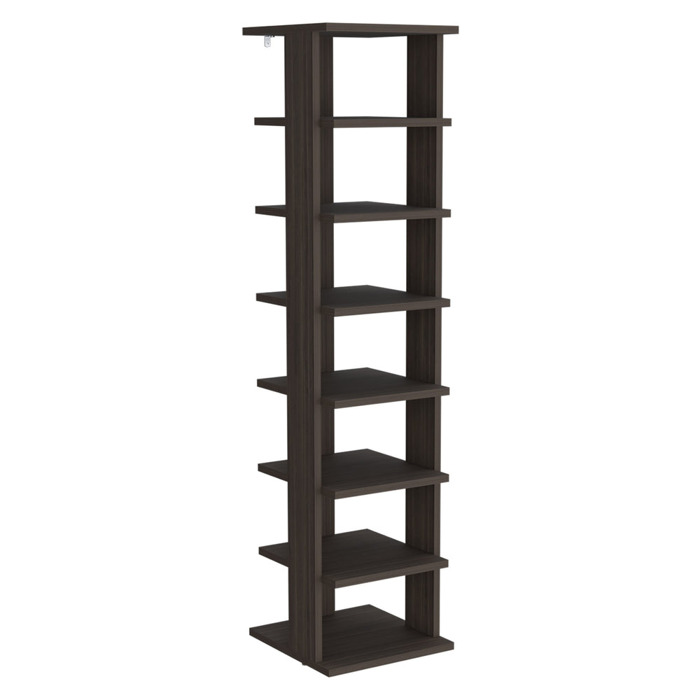 English Elm Hatch 7-Tier Slim Shoe Rack Organizer in Black Brown — Durable Engineered Wood, Space-Saving Design B092P315559