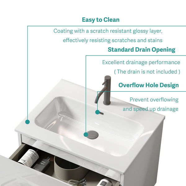 English Elm Bb0924Y311, Modern Integrated White Ceramic Basin With Single-Hole Faucet Compatibility & Easy Care W1865P163521