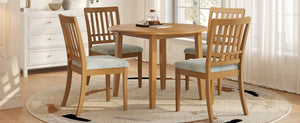 English Elm 5-piece Round Folding Dining Set with Mdf Table and Upholstered Chairs for Small Spaces Light Brown N752S0010618A