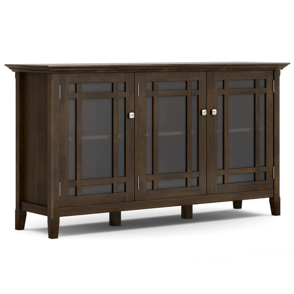 English Elm Bedford Solid Wood Buffet Cabinet with Glass Doors and Brushed Nickel Hardware B136P436037