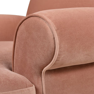 English Elm Jennifer Taylor Home - Alana 38" Lawson Accent Arm Chair In Luxurious Peach Velvet With Metal Casters For Easy Mobility B2719P238303