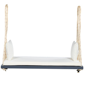 English Elm TOPMAX Acacia Wood Patio Swing Chair with Cushion & Pillows, 63" Comfortable Seat, 400lb Capacity Gray N717P210136E