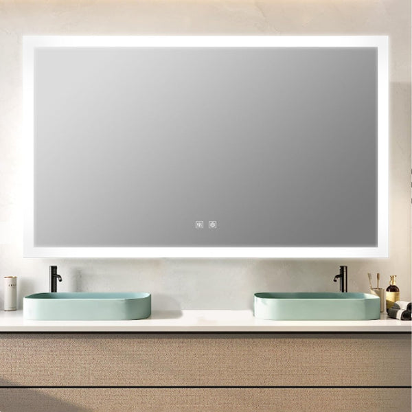 English Elm Aurorium Frameless Led Vanity Mirror with Defogger for Double Bathroom Walls B2731P478353