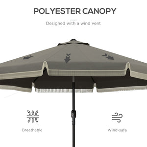 English Elm Outsunny 9Ft Ruffled Patio Umbrella With Crank & Tilt, Elegant Outdoor Market Shade For Garden & Deck W2225P200642-GIGA