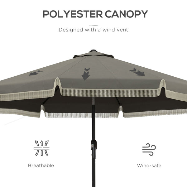 English Elm Outsunny 9Ft Ruffled Patio Umbrella With Crank & Tilt, Elegant Outdoor Market Shade For Garden & Deck W2225P200642-GIGA