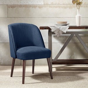 JLA Home Madison Park - Rounded Blue Dining Chair with Wraparound Back, Textured Upholstery, Tapered Legs for Comfort and Style MP100-0153