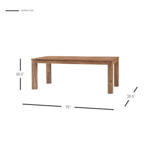 Bedford 75" Rectangular Dining Table - Stylish Brushed Brown Acacia for Rustic Modern Dining Spaces