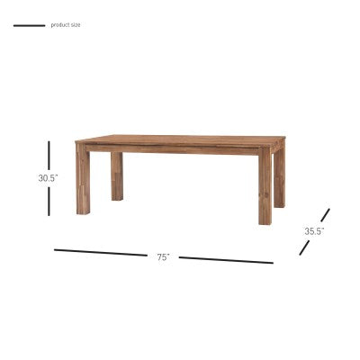 Bedford 75" Rectangular Dining Table - Stylish Brushed Brown Acacia for Rustic Modern Dining Spaces