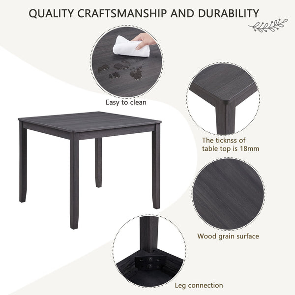 English Elm Modern 4-Piece Dining Set with Smooth Waterproof Top, Stable Wood Frame, Comfortable Foam Chairs Antique Black,Beige W1998S00081