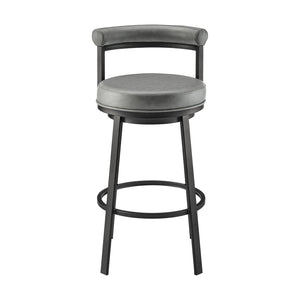 English Elm Reuben Swivel Counterstool with Faux Leather Seat and Industrial Black Metal Frame Gray B2736P464847