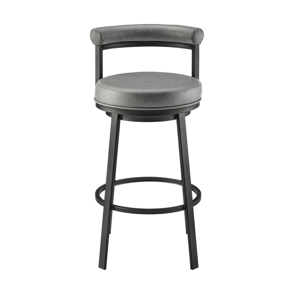 English Elm Reuben Swivel Counterstool with Faux Leather Seat and Industrial Black Metal Frame Gray B2736P464847