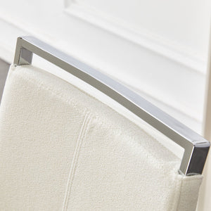 English Elm Luxury Dining Chairs Set Of 2 - Elegant Grainy Fabric & Silver Metal Legs For Stylish Comfort W1151P324770