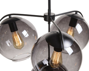 Sunpan Kamara Modern Chandelier with Clear and Grey Glass Shades – Elegant Cluster Design for Any Space Black