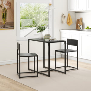 English Elm Homcom Industrial 3 Piece Dining Set Steel Legs Mdf Top Compact Kitchen Seating Black W2225P229082