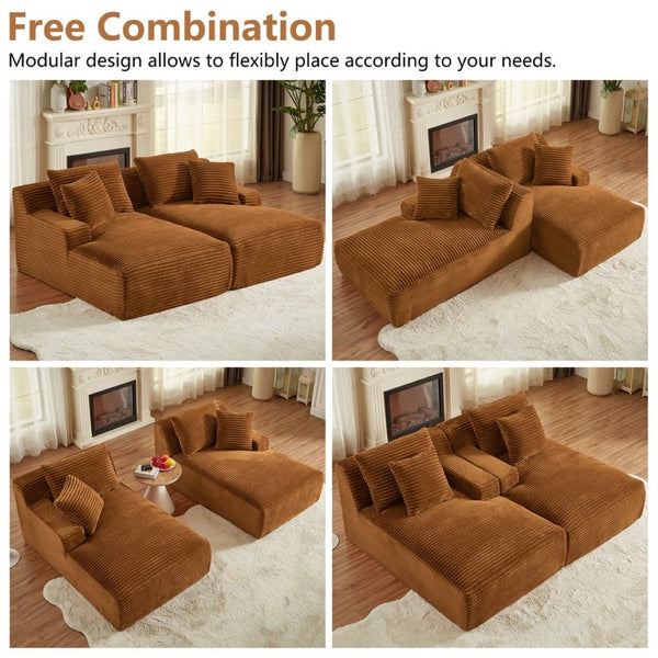 English Elm Indoor Oversized Double Chair Sleeper Sofa Wide Low Profile Minimalist Lounge Seat Orange W2100S00352